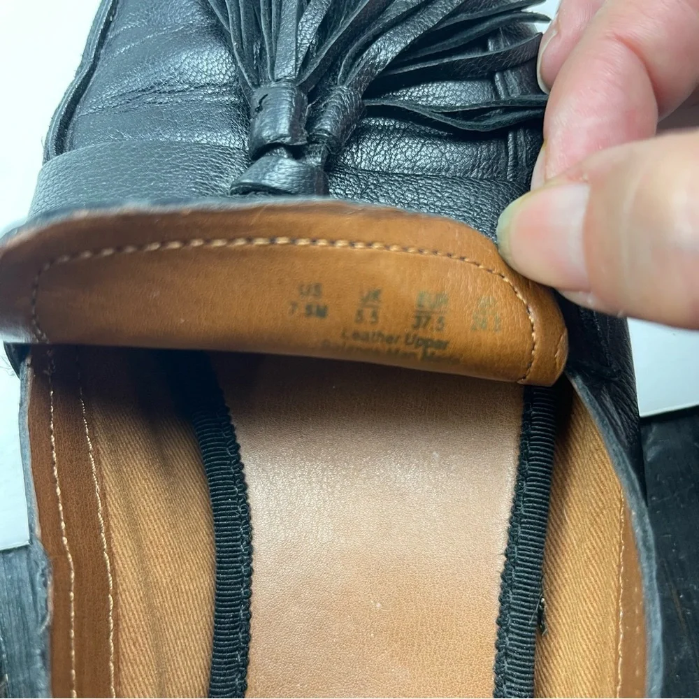 Franco Sarto Brixley Soft‎ Black Leather Tasseled Loafers Flats Size 7.5 Preppy
